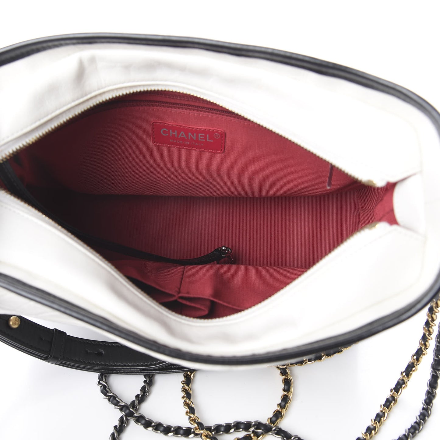 Aged Calfskin Quilted Medium Gabrielle Hobo Black White