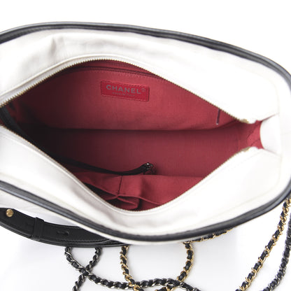 Chanel Aged Calfskin Quilted Medium Gabrielle Hobo Black White 7 of 16