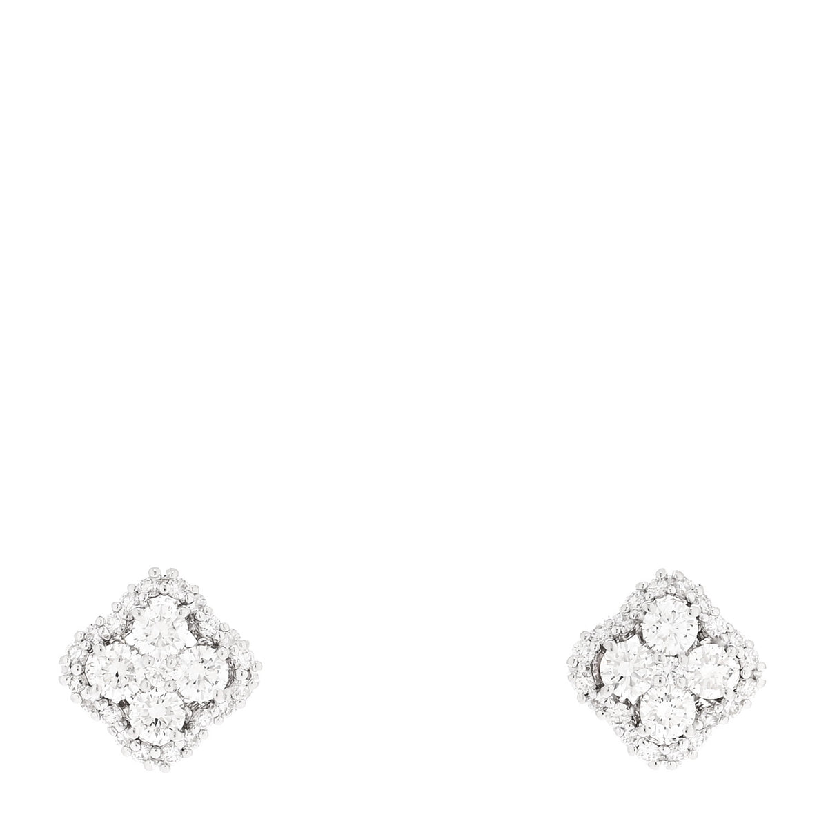 18K White Gold Diamond Flower Pave Stud Earrings