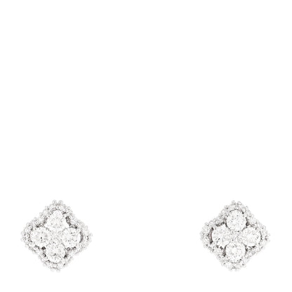 Roberto Coin 18K White Gold Diamond Flower Pave Stud Earrings 1 of 4