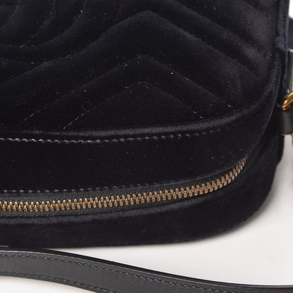 Gucci Velvet Matelasse Small GG Marmont Chain Shoulder Bag Black 17 of 21