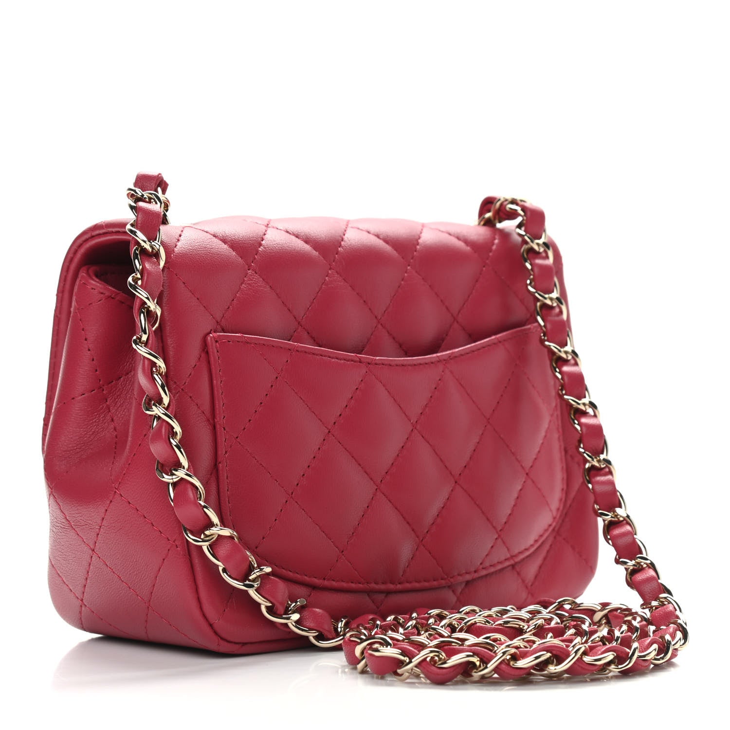 Chanel Lambskin Quilted Mini Square Flap Dark Pink 2 of 8