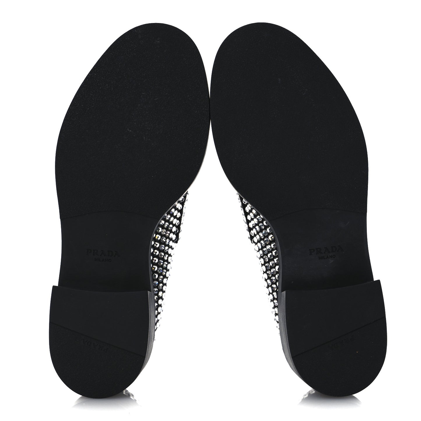Satin Crystal Metal Triangle Logo 50mm Loafers 37.5 Cristal