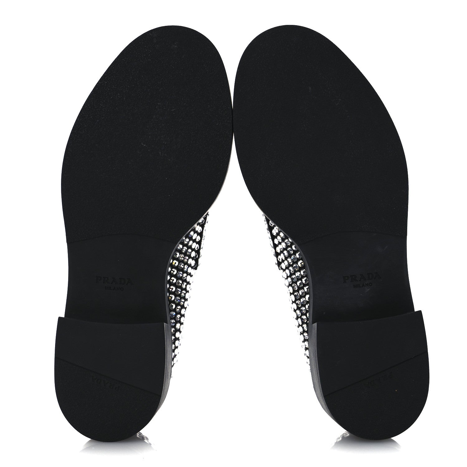 Prada Satin Crystal Metal Triangle Logo 50mm Loafers 37.5 Cristal 7 of 11