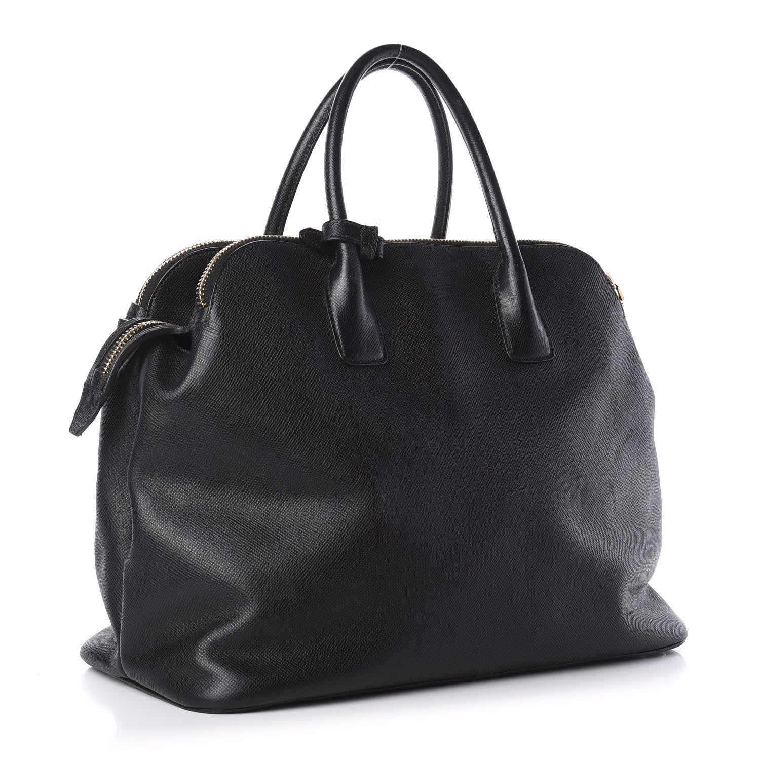 Prada Saffiano Cuir Top Handle Dome Tote Black 3 of 11