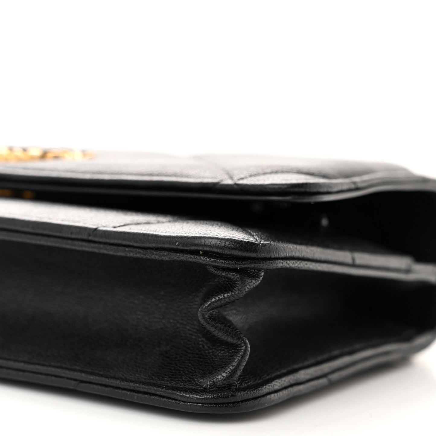 Goatskin Quilted Chanel 19 Wallet On Chain WOC Black