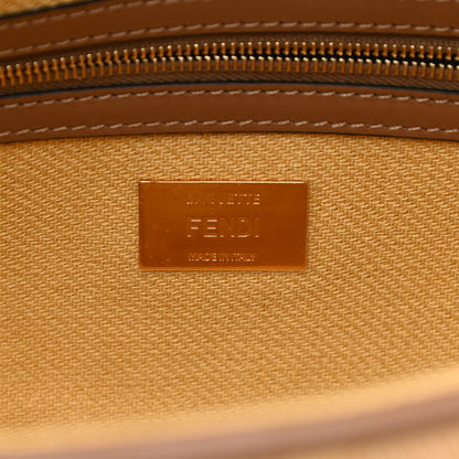 Fendi Raffia Vitello King Lucido FF Embroidered Baguette Grano Sand 6 of 10