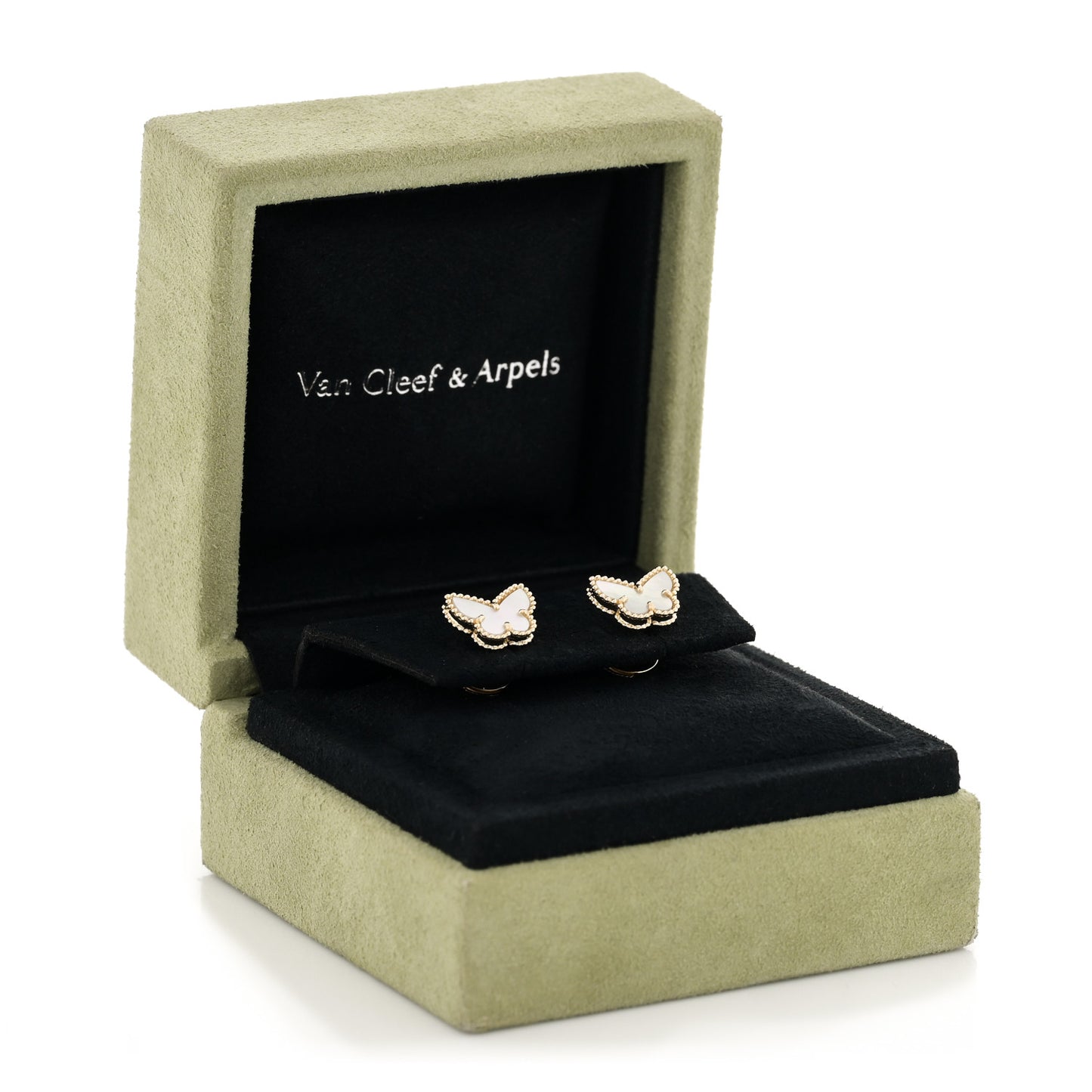 18K Yellow Gold Mother of Pearl Sweet Alhambra Butterfly Earrings