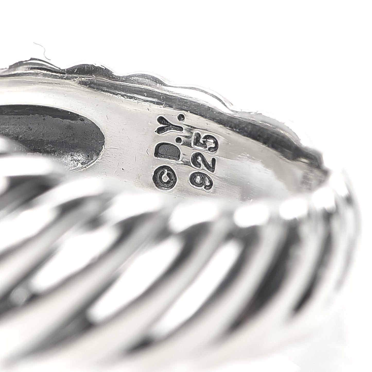 Sterling Silver Diamond Buckle Cable Ring 54 6.75