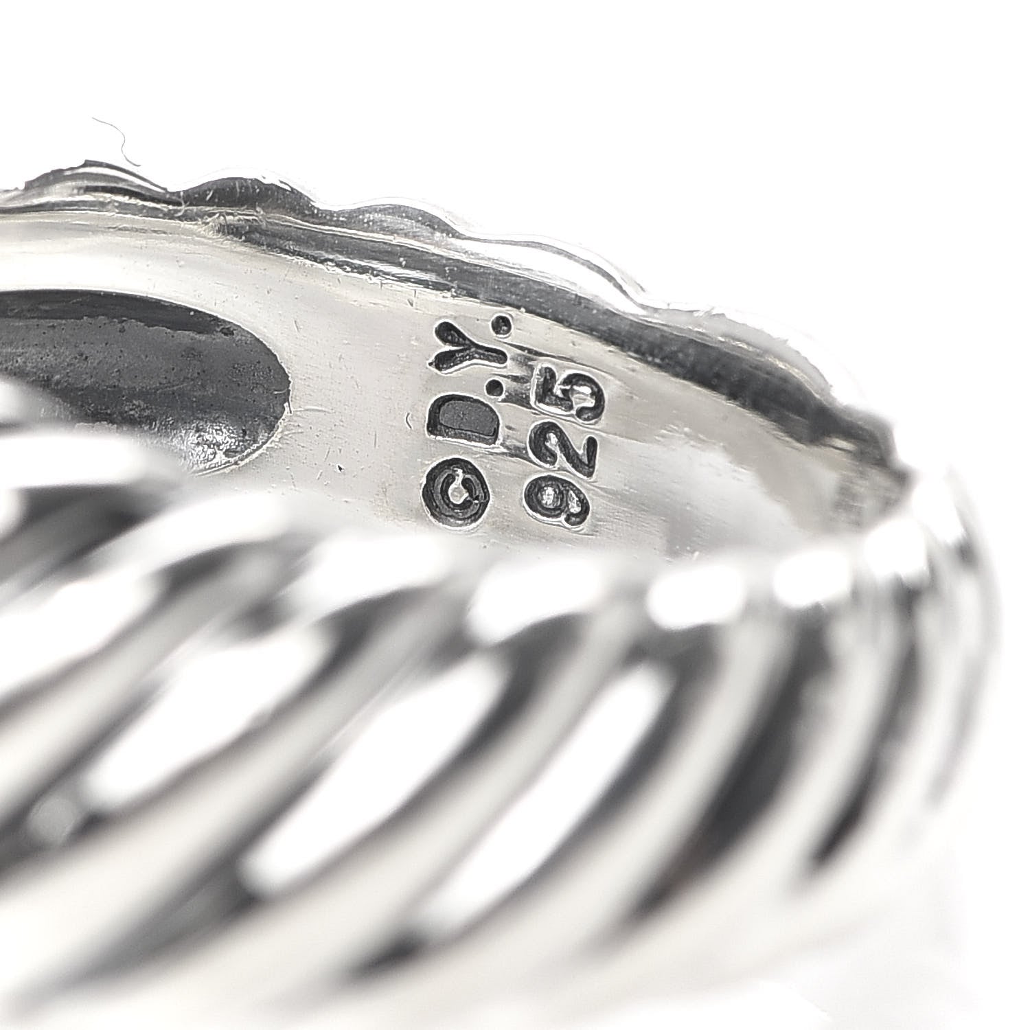 David Yurman Sterling Silver Diamond Buckle Cable Ring 54 6.75 5 of 5