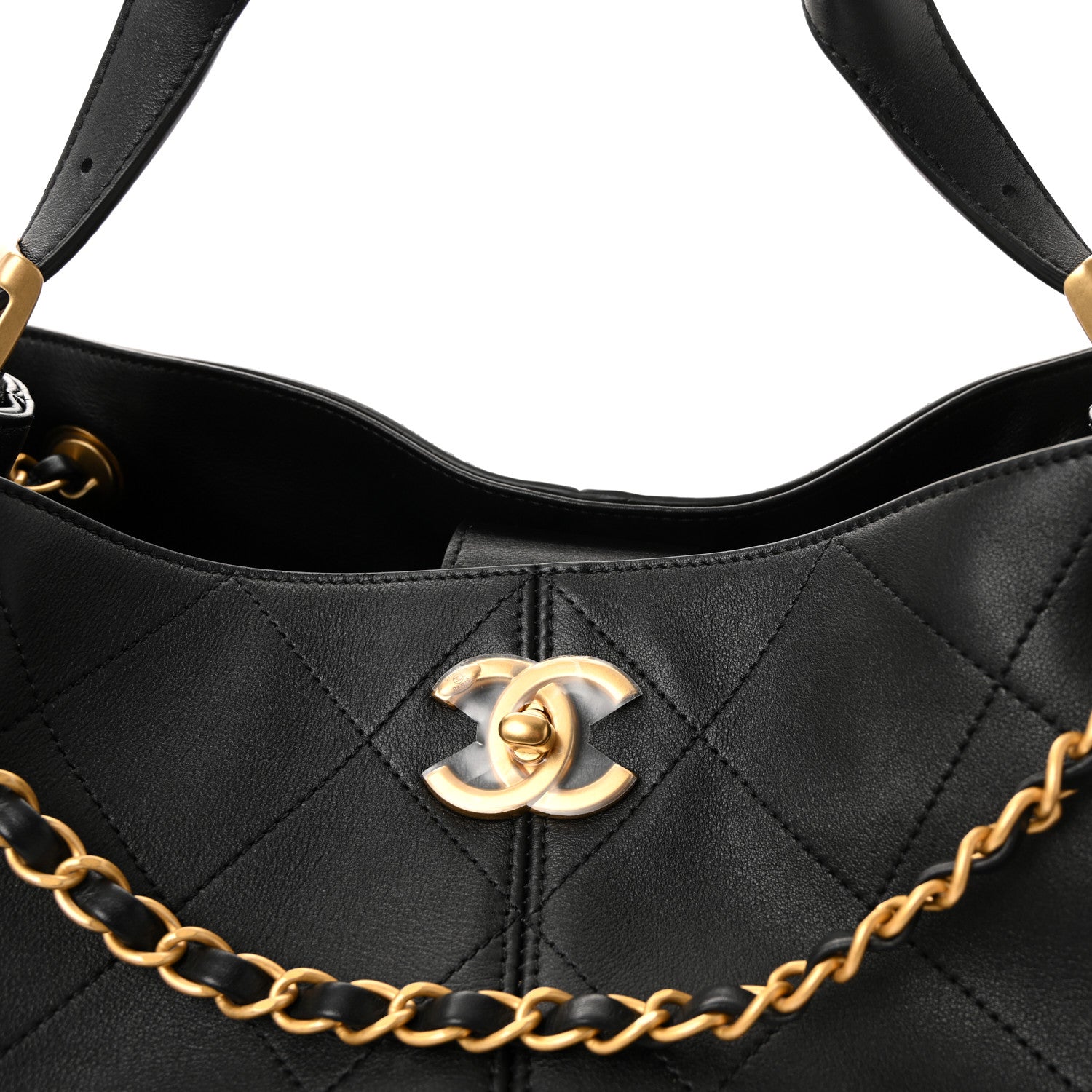Chanel Calfskin Quilted Small Coco Base Shopping Bag Black 8 of 10