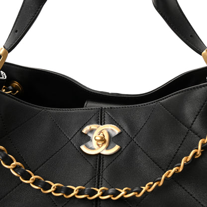 Chanel Calfskin Quilted Small Coco Base Shopping Bag Black 8 of 10