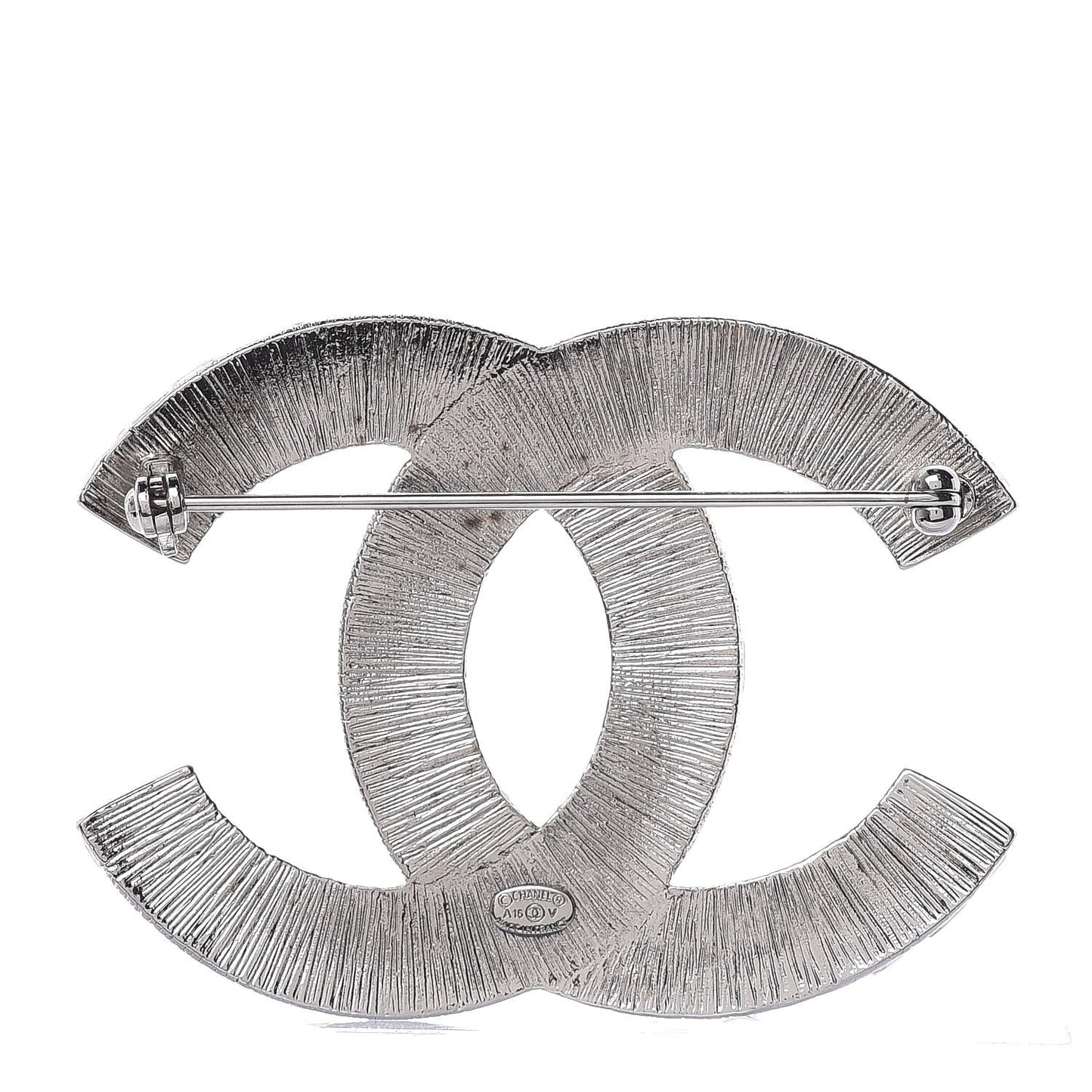 Baguette Crystal CC Brooch Silver