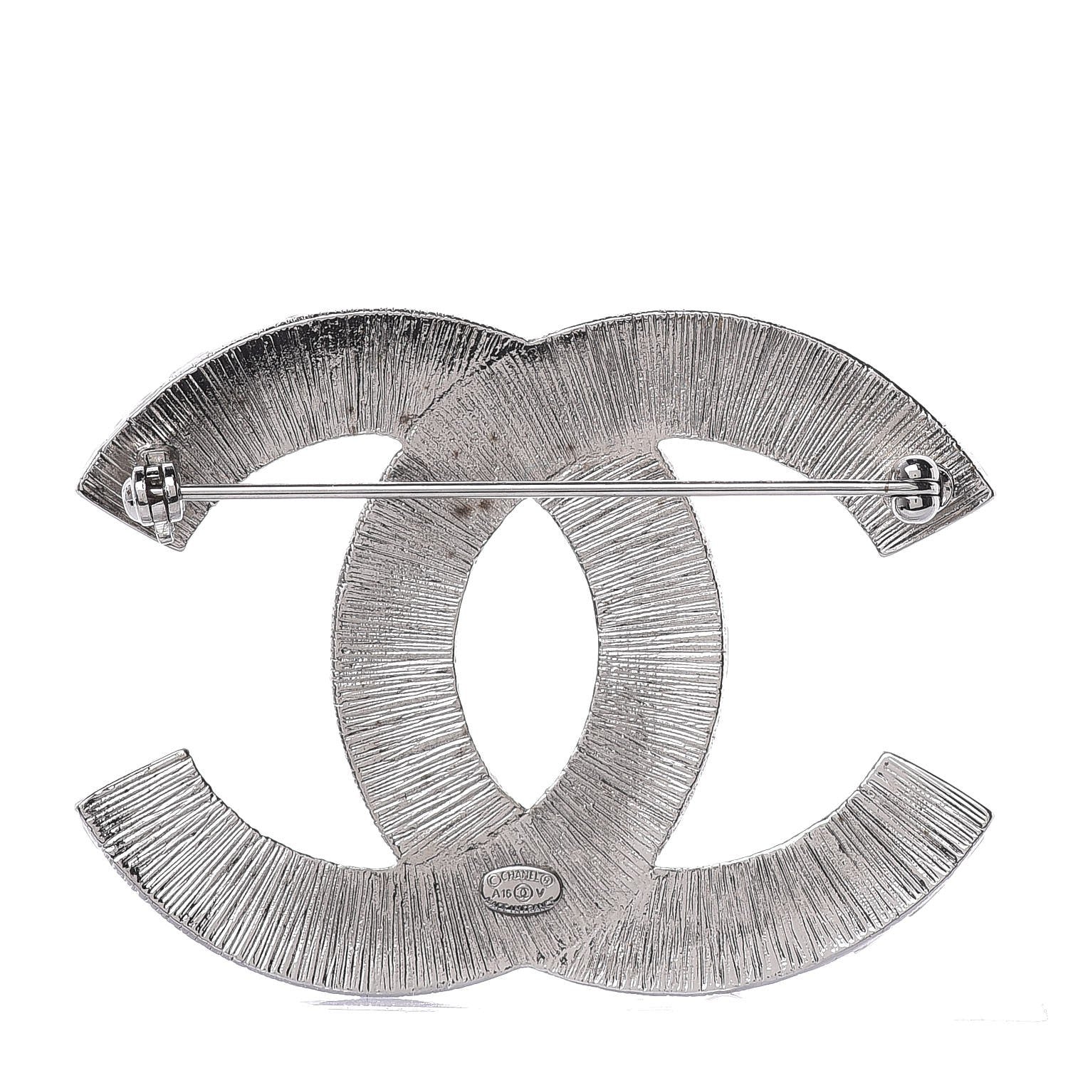 Chanel Baguette Crystal CC Brooch Silver 3 of 7