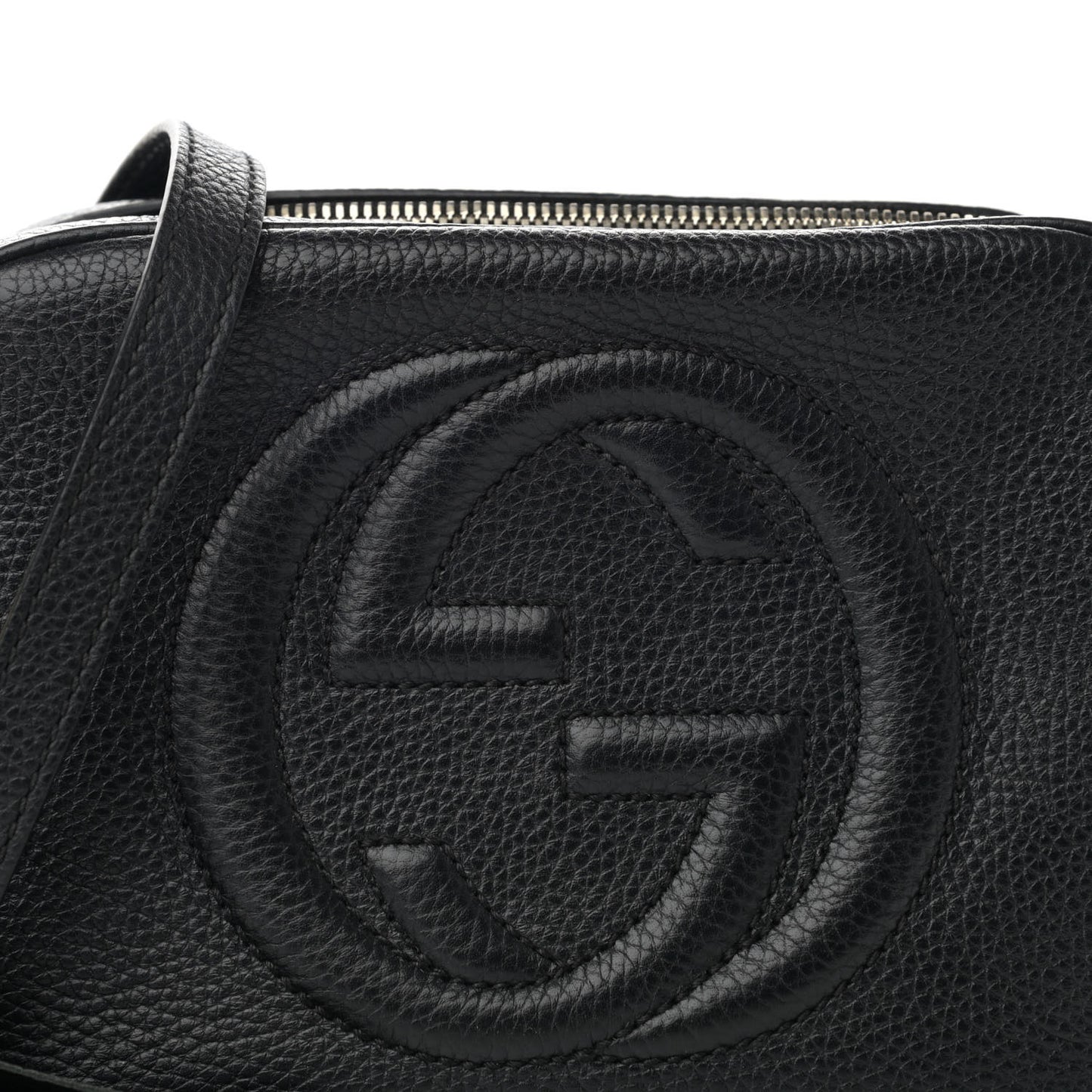 Pebbled Calfskin Small Soho Disco Bag Black