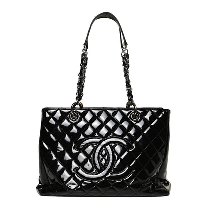 Chanel Patent Quilted Grand Shopping Tote GST Black 1 of 10