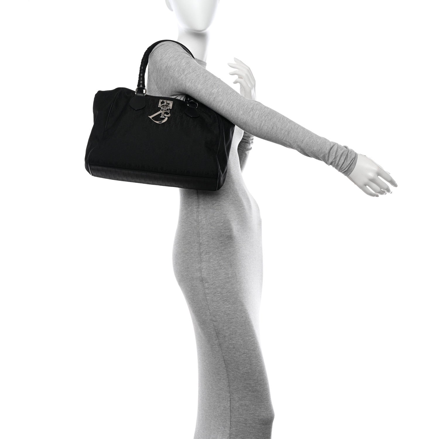 Christian Dior Nylon Monogram Medium Lovely Tote Black 2 of 10