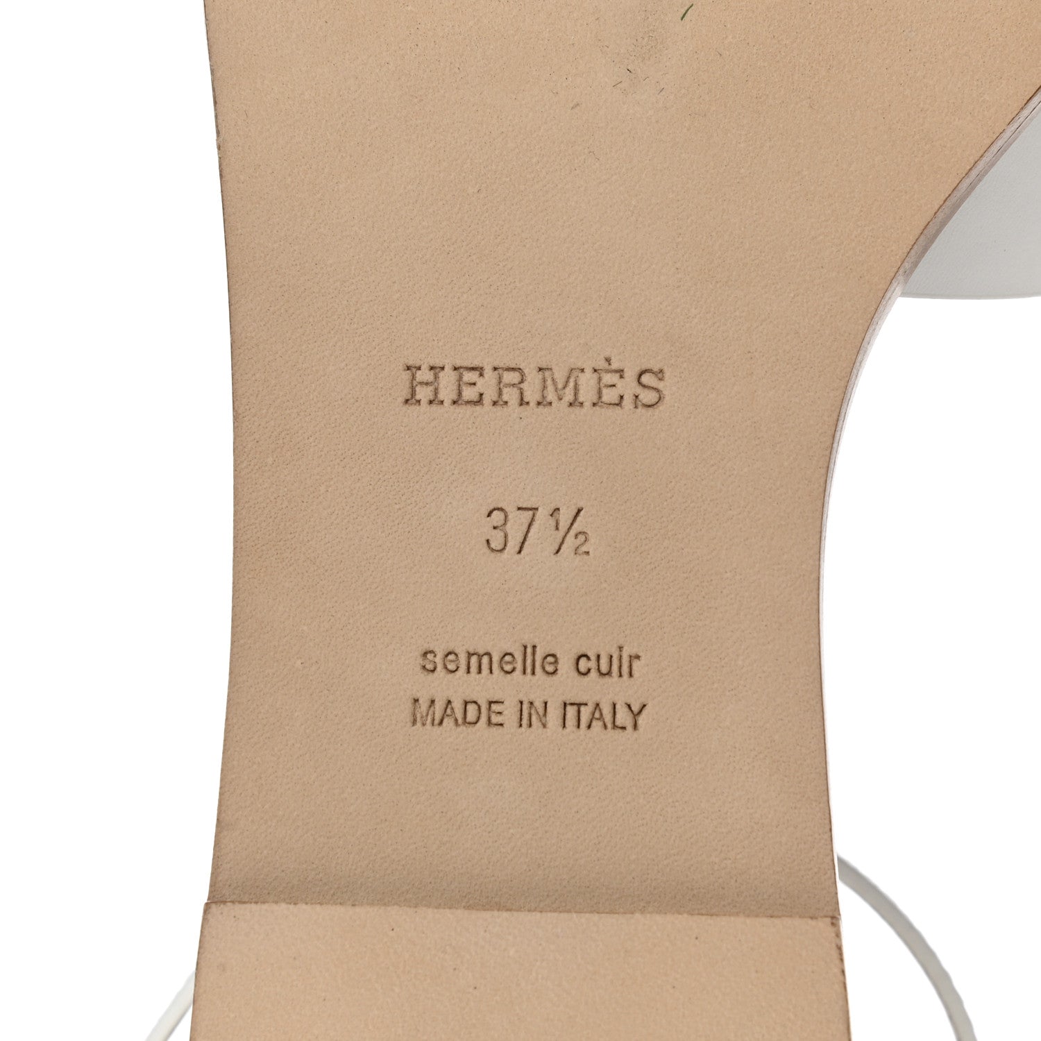 Hermes Calfskin Santorini Sandals 37.5 White 6 of 9