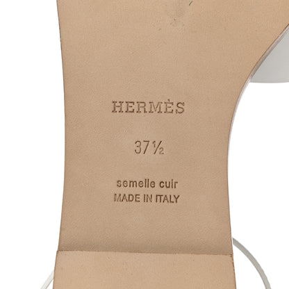 Hermes Calfskin Santorini Sandals 37.5 White 6 of 9