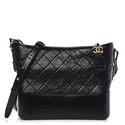 Chanel Aged Calfskin Quilted Medium Gabrielle Hobo Black 1 of 9