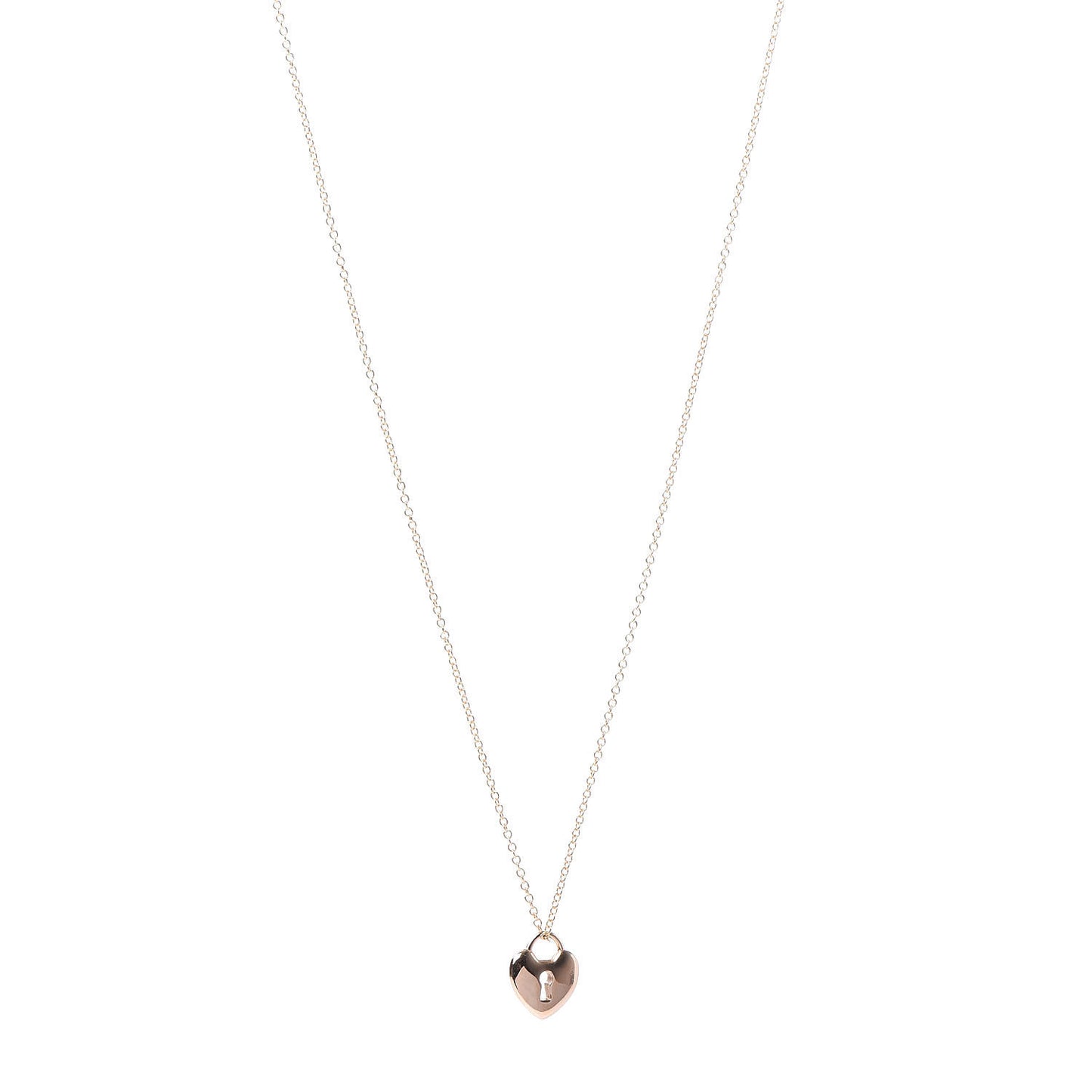 18K Rose Gold Mini Heart Lock Pendant Necklace
