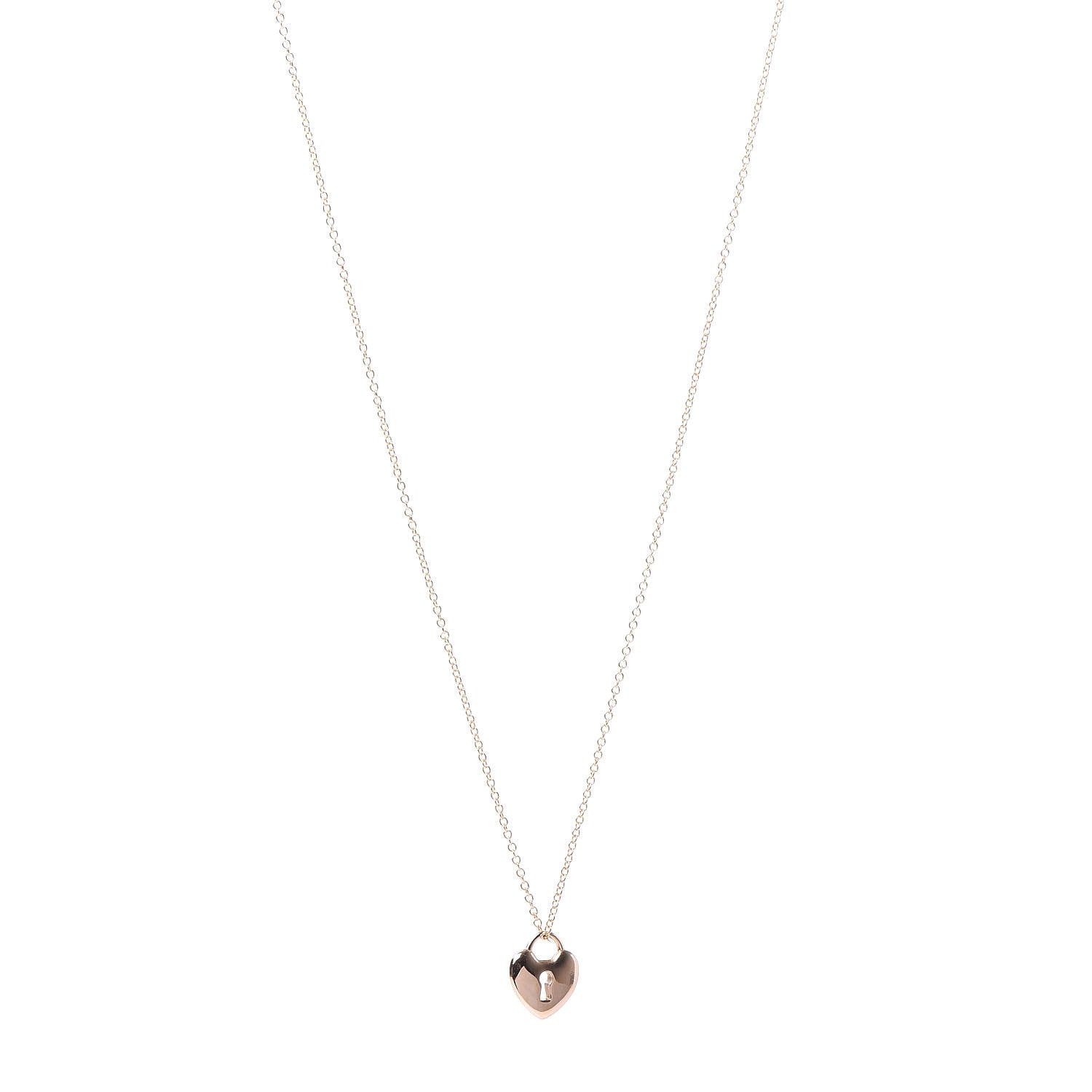 Tiffany 18K Rose Gold Mini Heart Lock Pendant Necklace 1 of 6