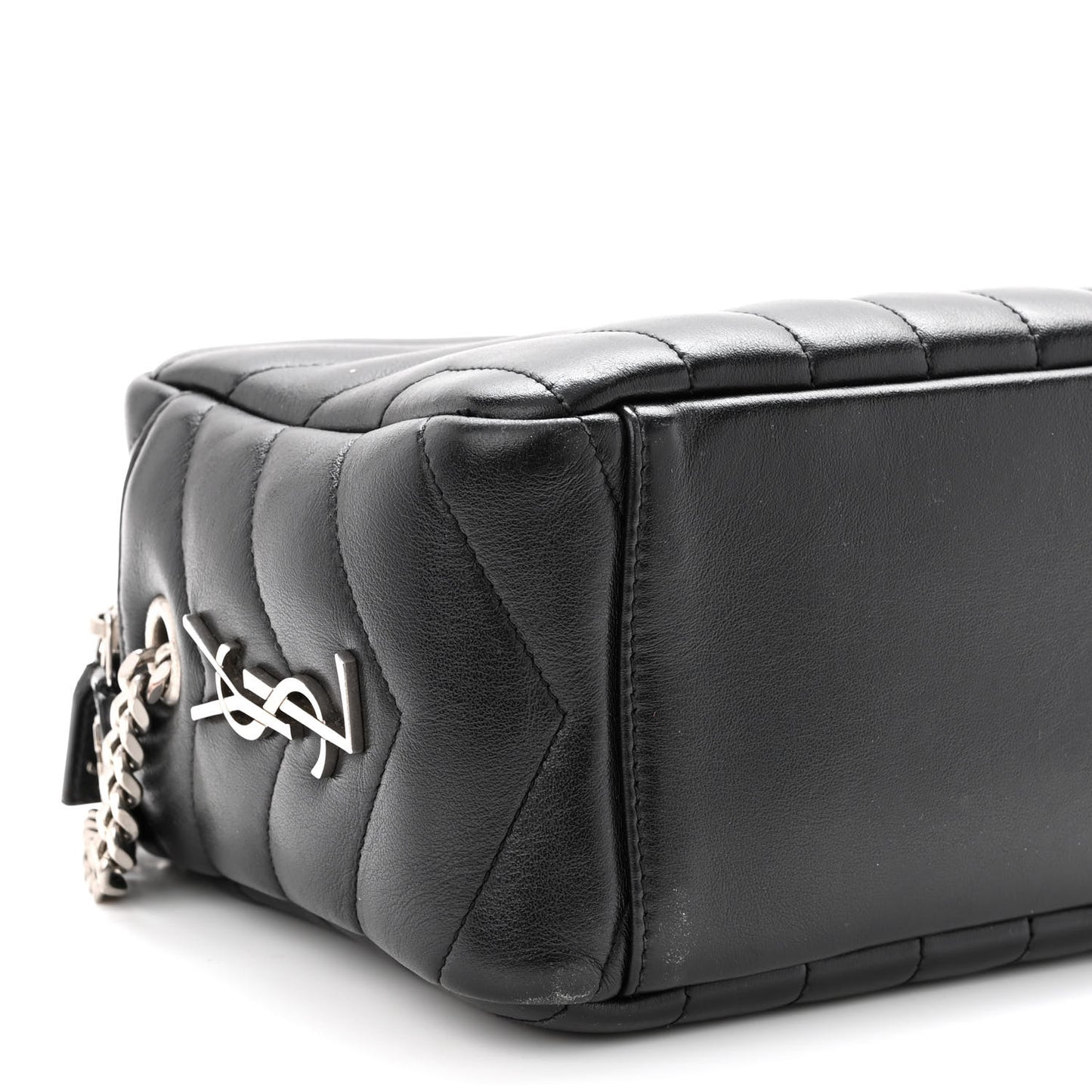 Calfskin Y Quilted Monogram Small Loulou Bowling Bag Black