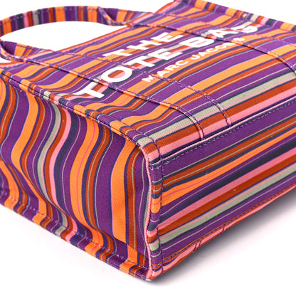 Marc Jacobs Cotton Canvas Striped Small The Traveler Tote Bag Purple Multicolor 9 of 10