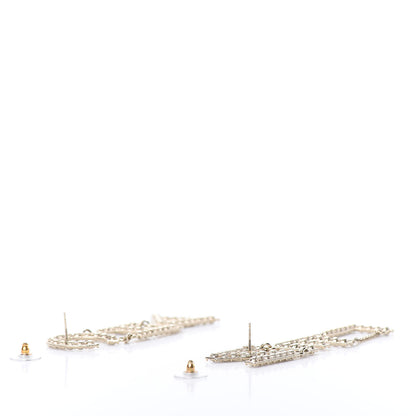 Chanel Crystal Cha-Nel Logo Drop Earrings Gold 3 of 5
