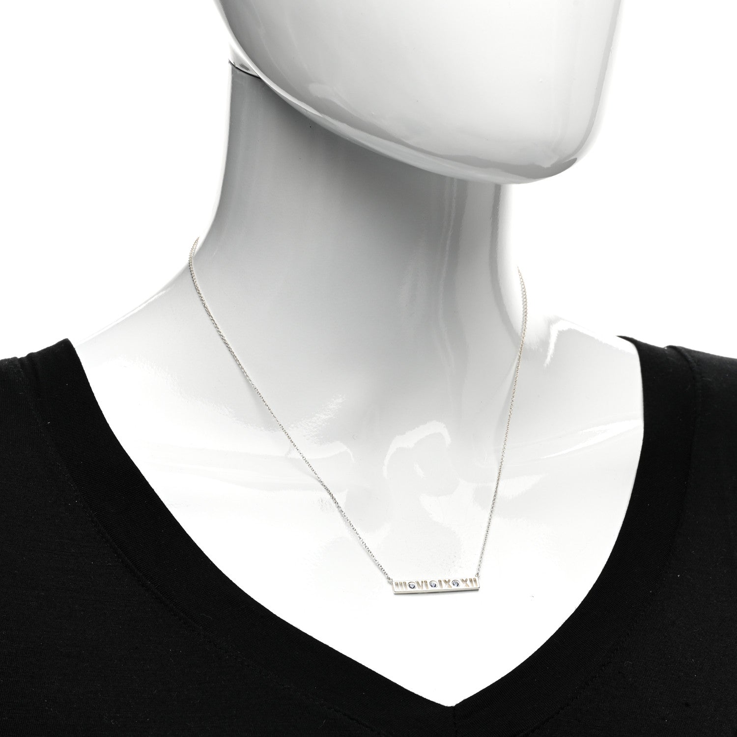 Tiffany Sterling Silver Blue Sapphire Atlas Bar Pendant Necklace 2 of 4
