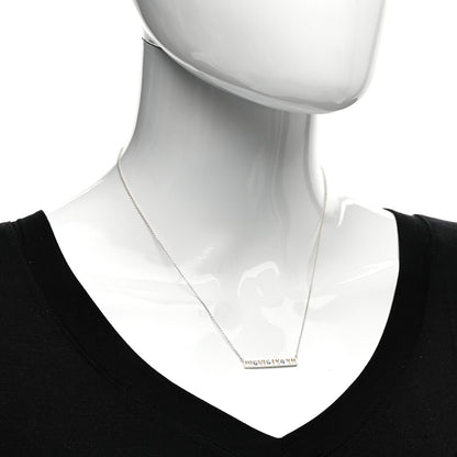 Tiffany Sterling Silver Blue Sapphire Atlas Bar Pendant Necklace 2 of 4