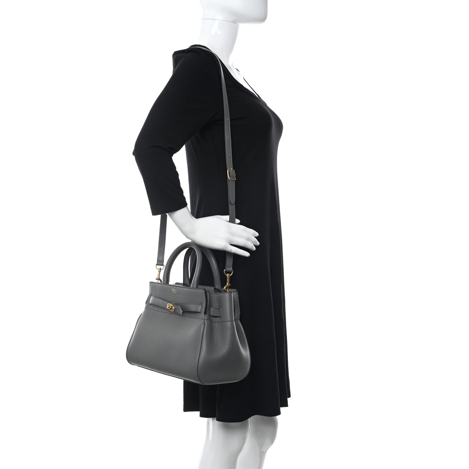 Mulberry Heavy Grain Small Belted Bayswater Tote Charcoal 2 of 9
