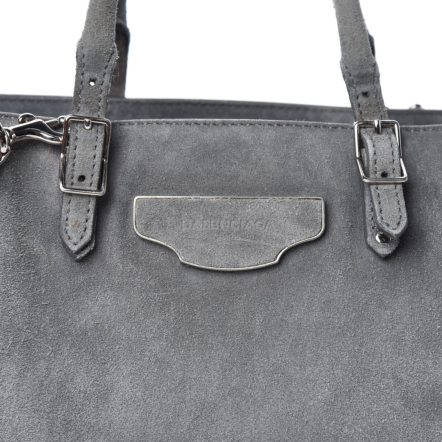 Balenciaga Baby Daim Suede Plate Hardware Papier A6 Zip Around Tote Grey 9 of 12