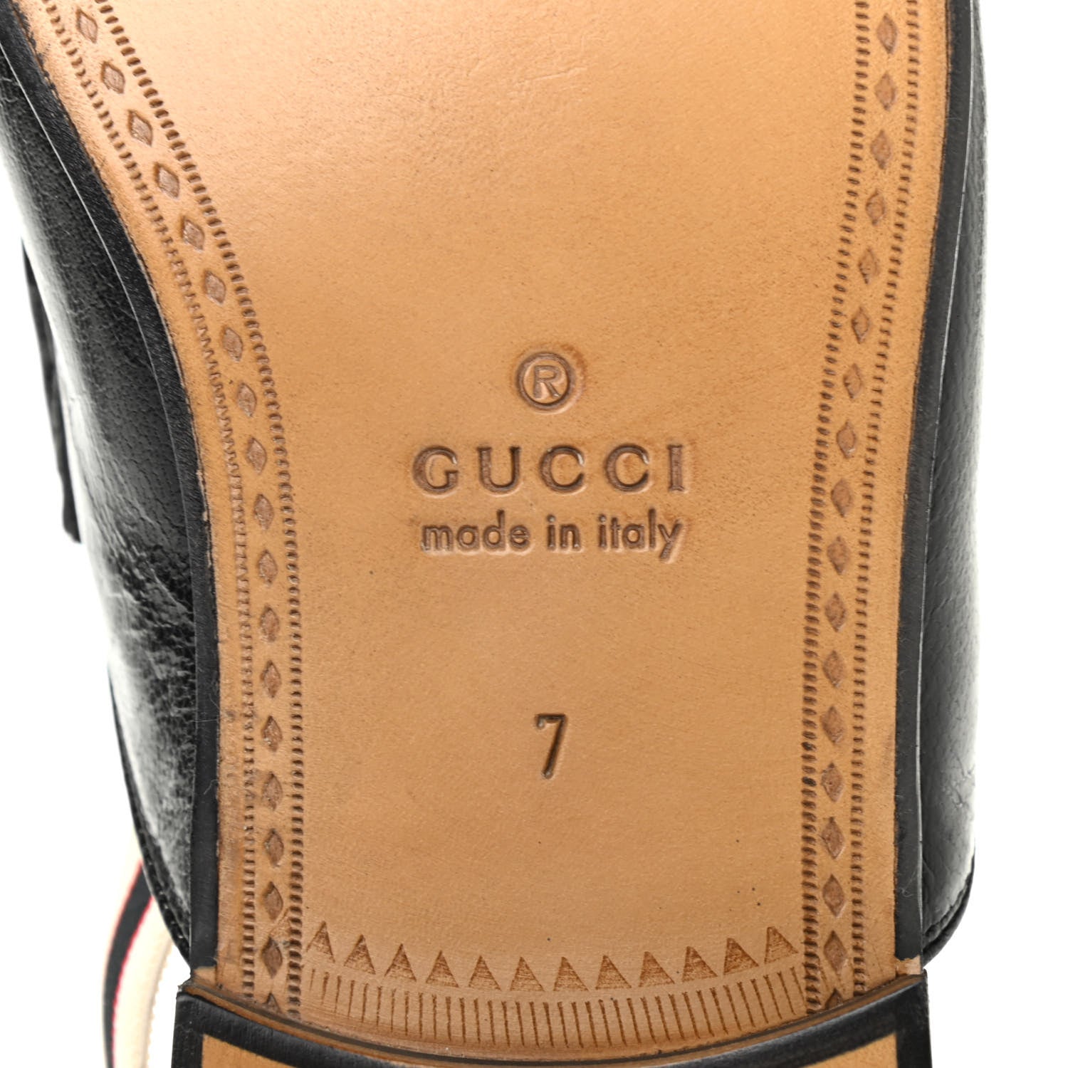 Gucci Goatskin Stripe Mens Horsebit Slingback Slippers 7 Black 6 of 13