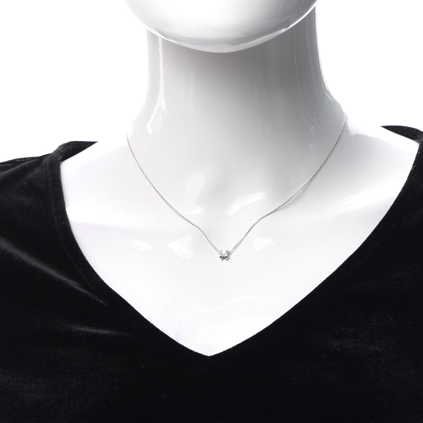 18K White Gold Diamond .24ct C De Cartier Pendant Necklace