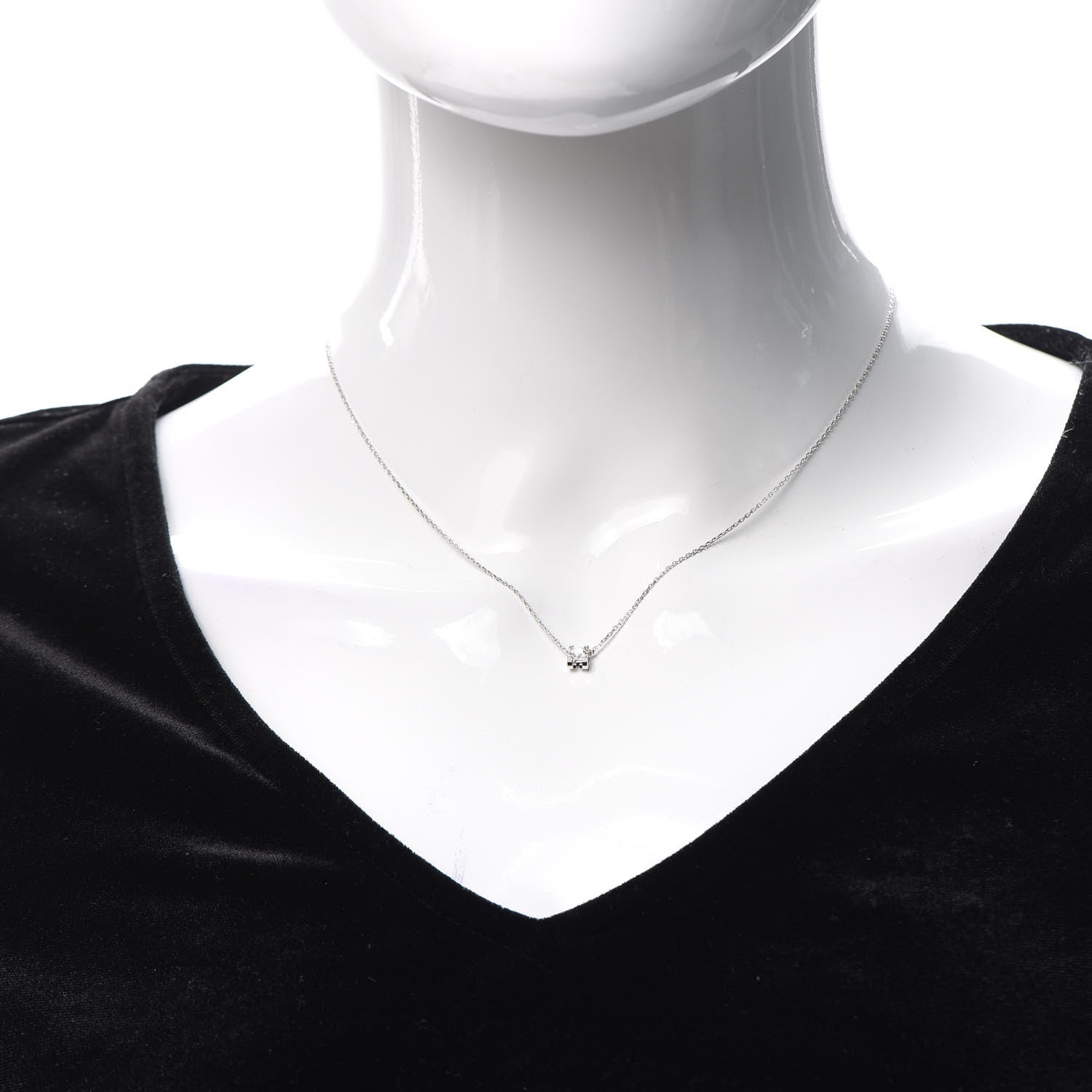 Cartier 18K White Gold Diamond .24ct C De Cartier Pendant Necklace 2 of 7