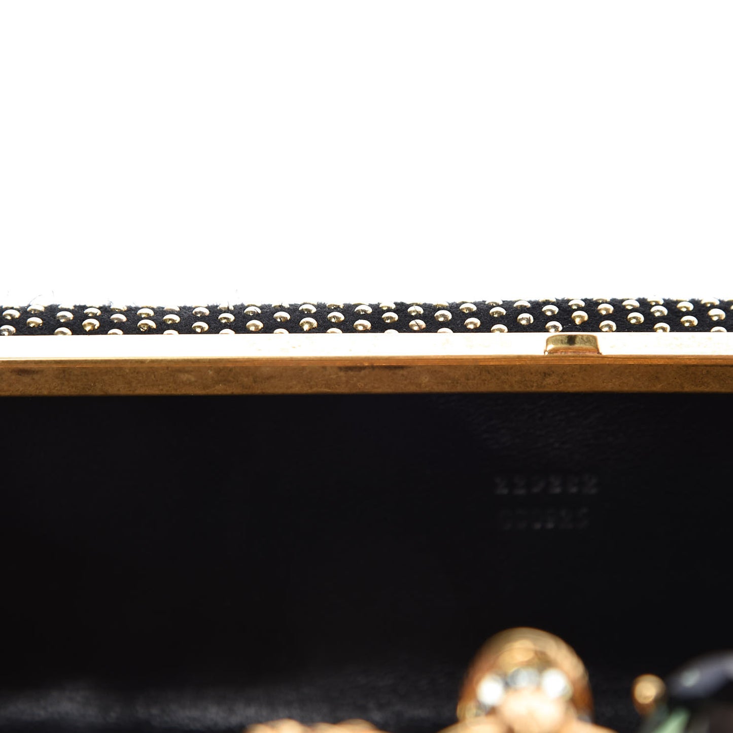 Suede Studded Skull Knuckle Box Clutch Black