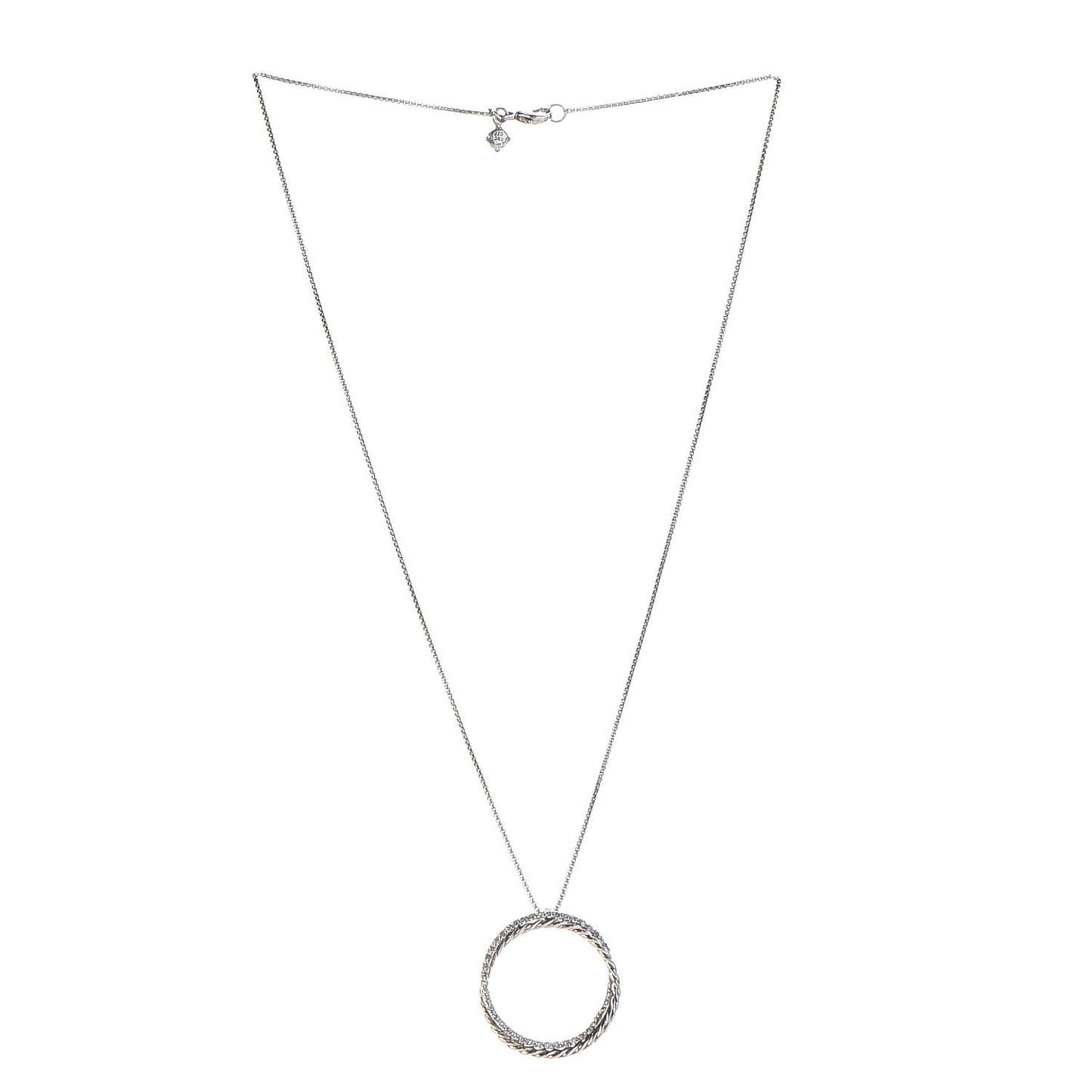 Sterling Silver Diamond Crossover Circle Pendant Necklace