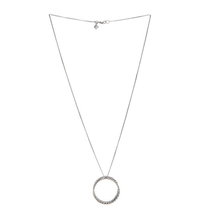 David Yurman Sterling Silver Diamond Crossover Circle Pendant Necklace 3 of 6