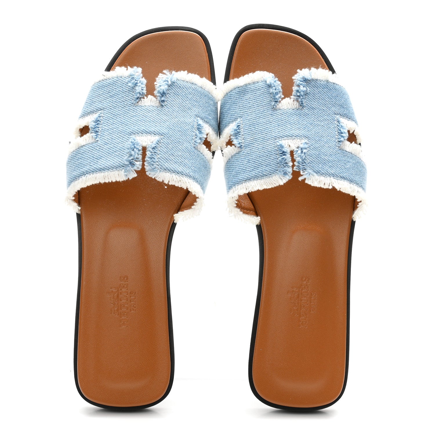 Hermes Denim Oran Fringe Sandals 36 Bleu Clair 1909234 – FASHIONPHILE