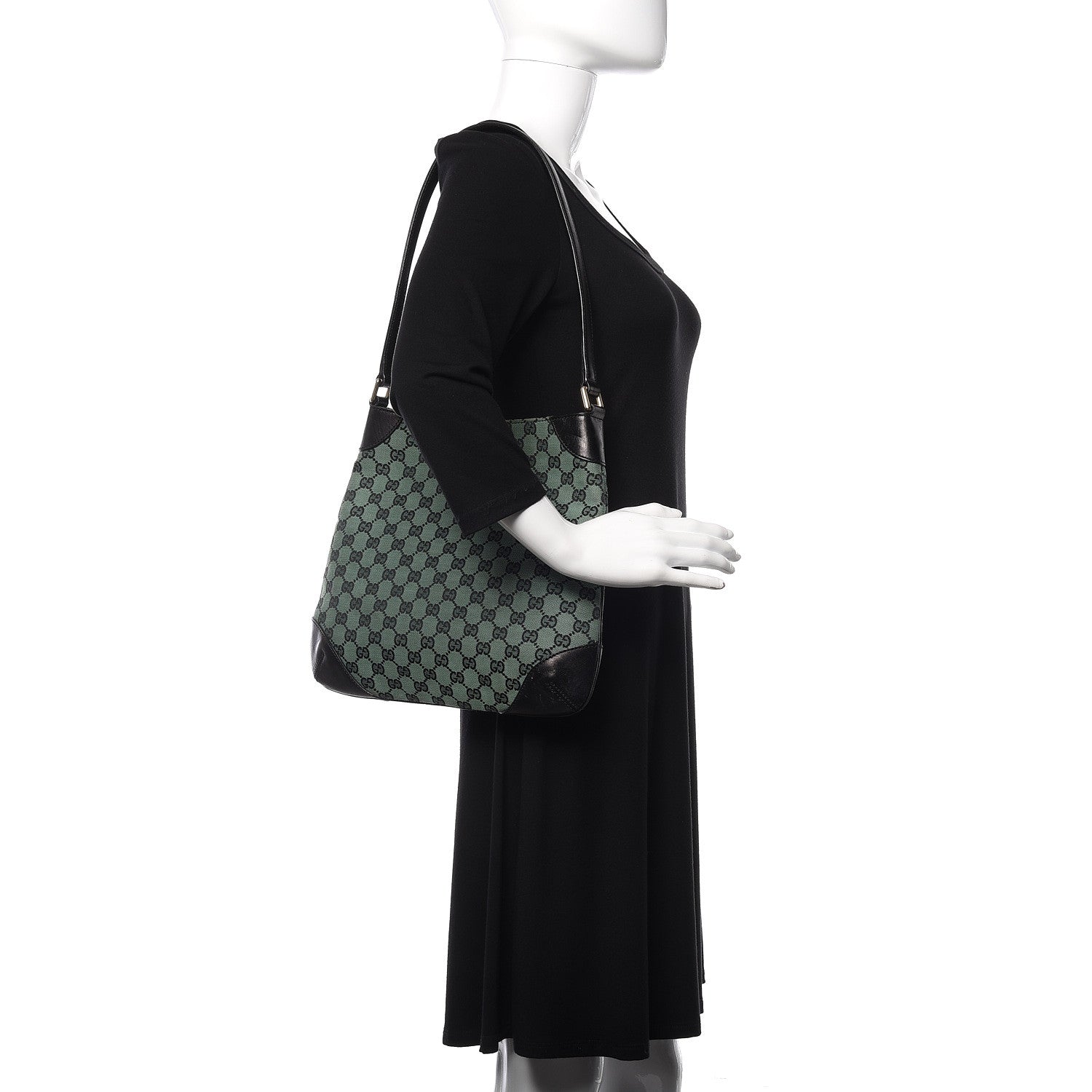 Gucci Monogram Signature Hobo Shoulder Bag Green 2 of 16