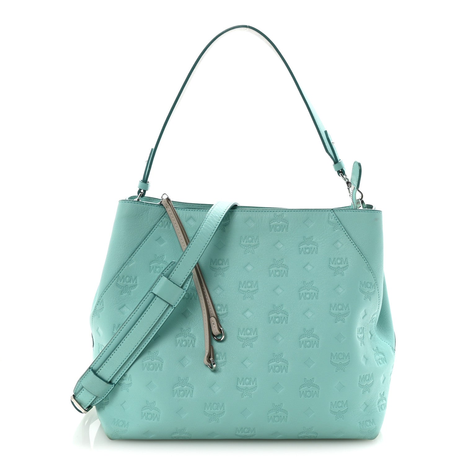 MCM Calfskin Ottomar Monogram Medium Klara Hobo Pool Blue 1 of 9