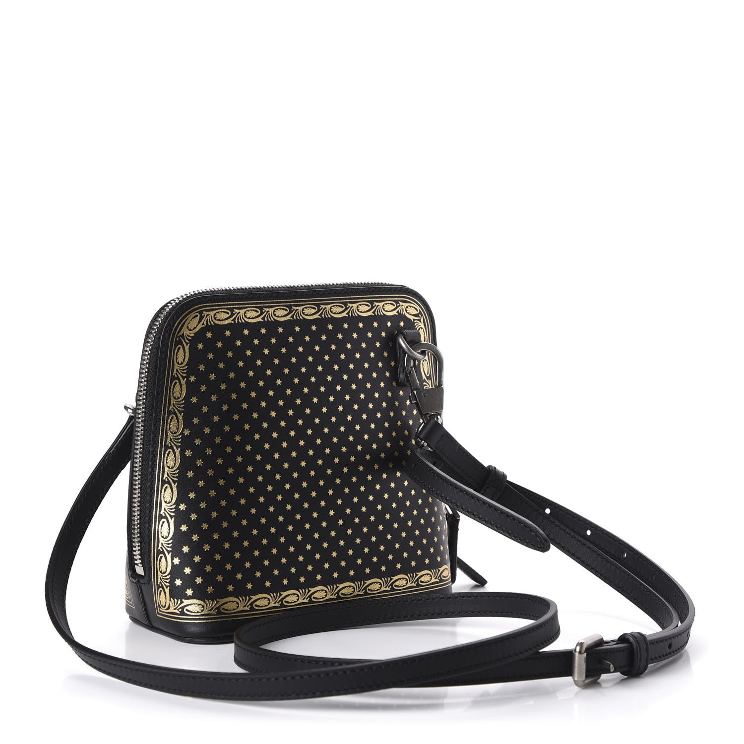 Gucci X SEGA Calfskin GUCCY Stars Mini Dome Shoulder Bag Black Gold 3 of 10