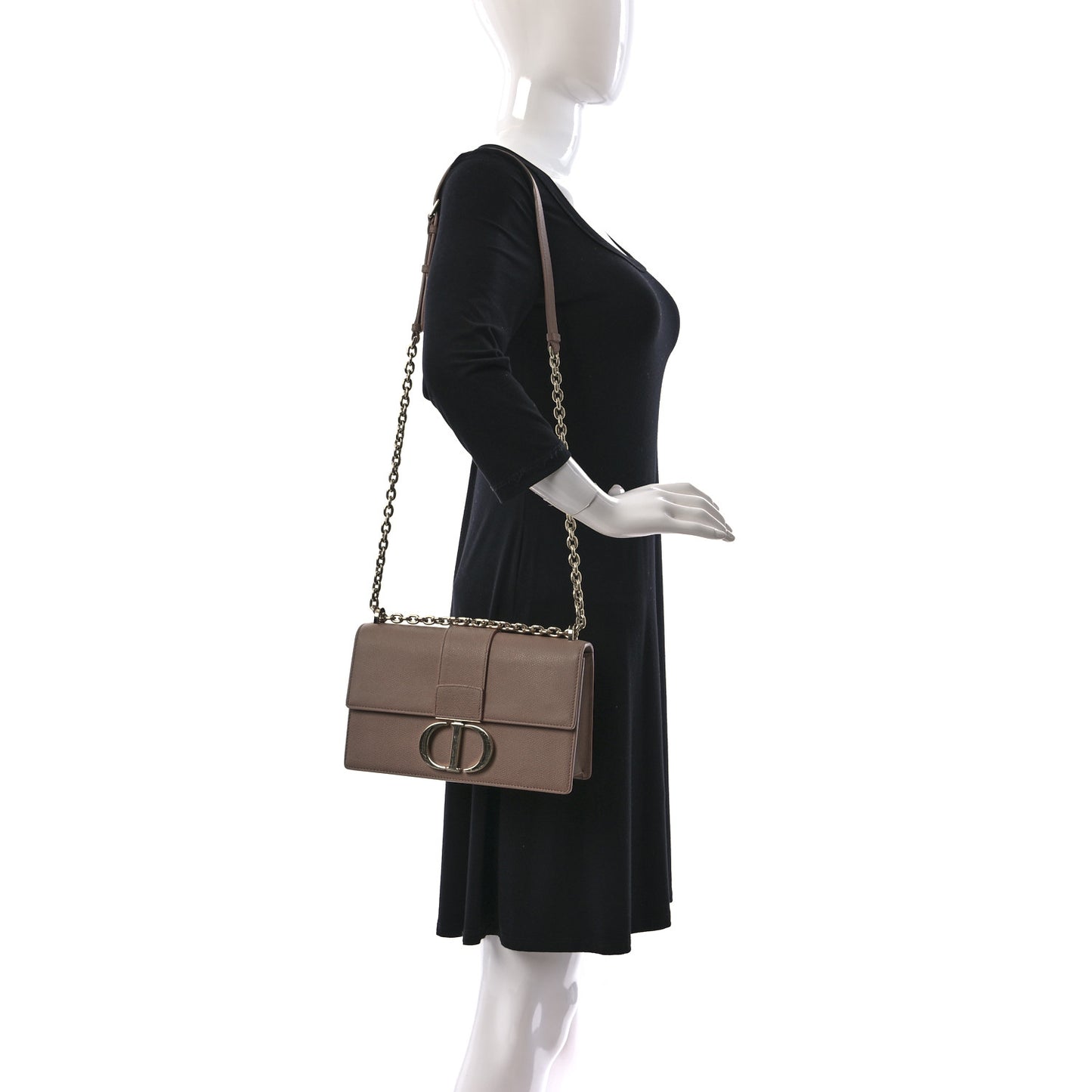 Grained Calfskin 30 Montaigne Chain Flap Bag Blush