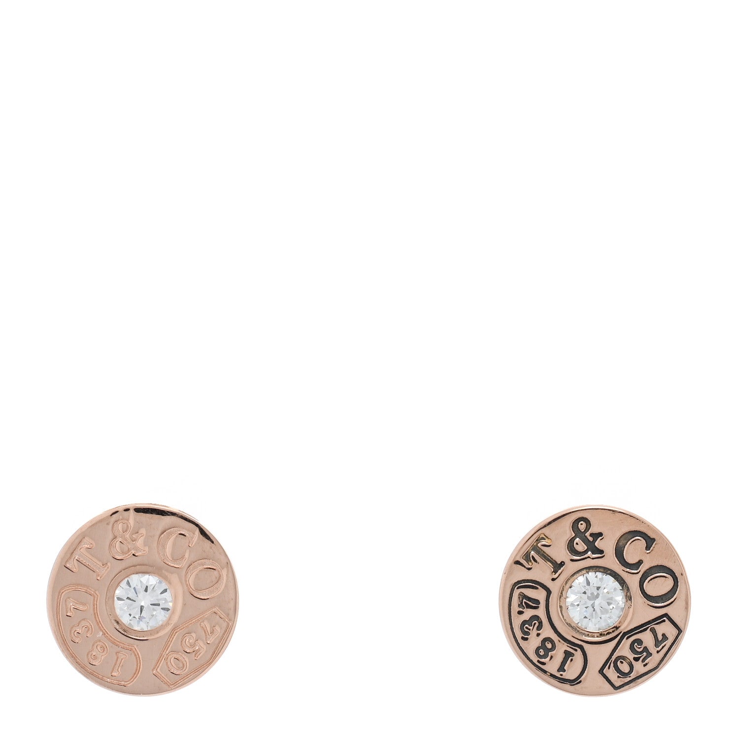 Tiffany 18K Rose Gold Diamond 1837 Circle Earrings 1 of 4