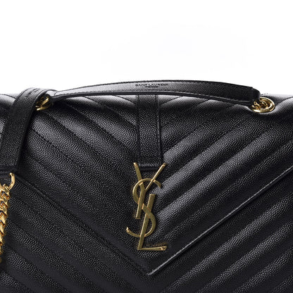Saint Laurent Grain De Poudre Matelasse Chevron Medium Monogram Satchel Black 11 of 11