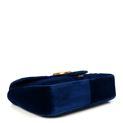 Gucci Velvet Matelasse Medium GG Marmont Shoulder Bag Cobalt Blue 4 of 11