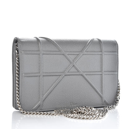 Christian Dior Grained Calfskin Diorama Wallet on Chain Pouch Gris 3 of 9