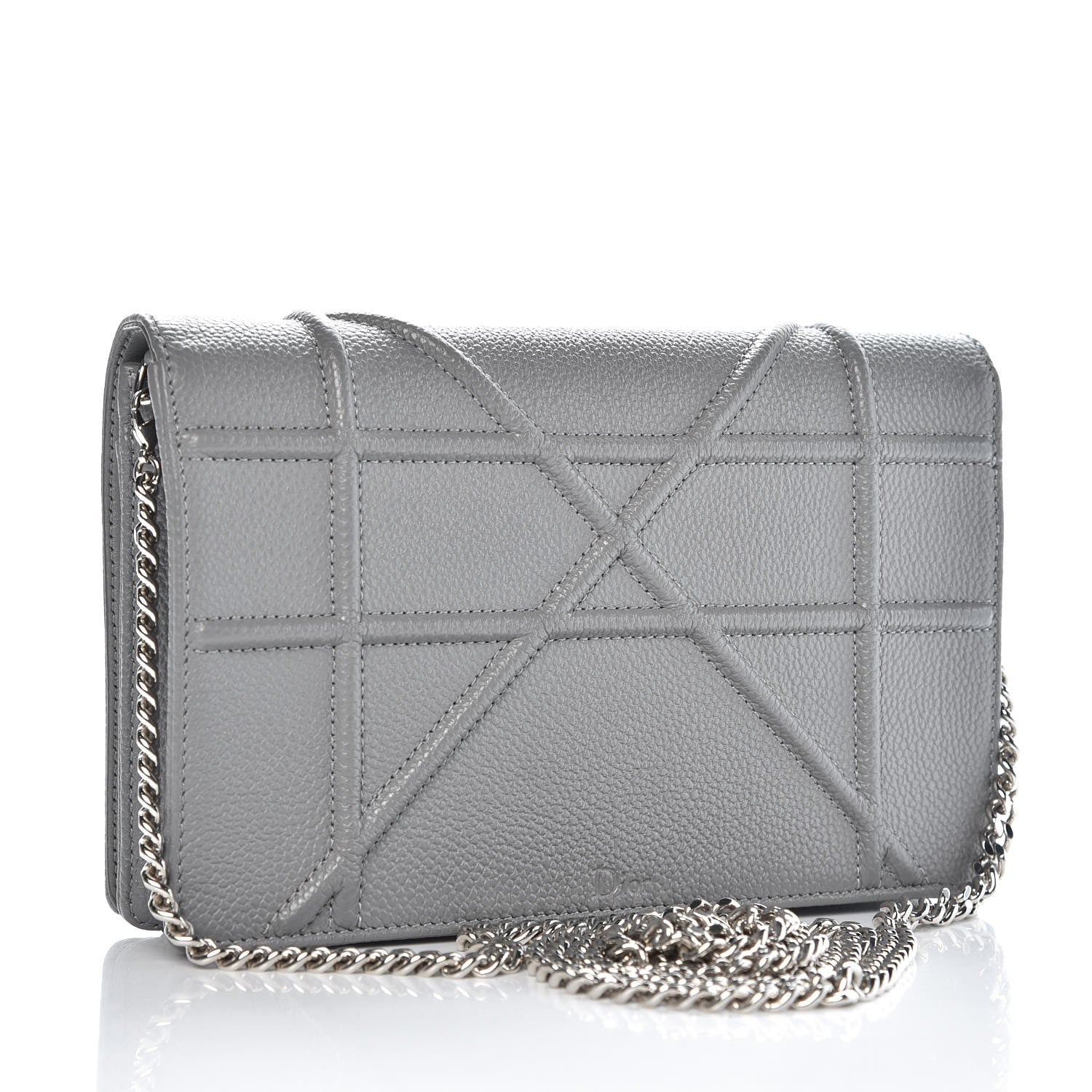 Christian Dior Grained Calfskin Diorama Wallet on Chain Pouch Gris 3 of 9