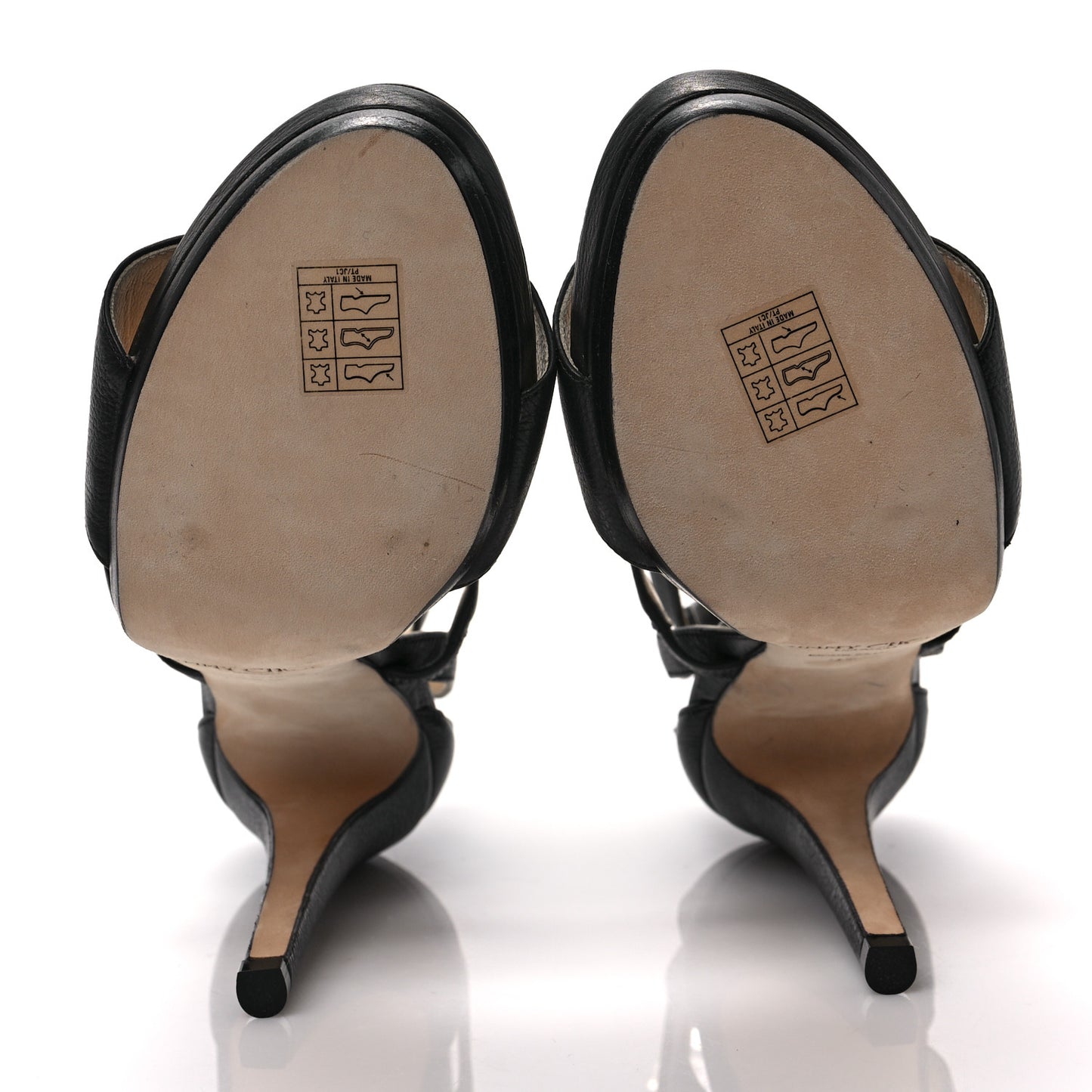Grainy Calfskin Discus Sandals 38.5 Black